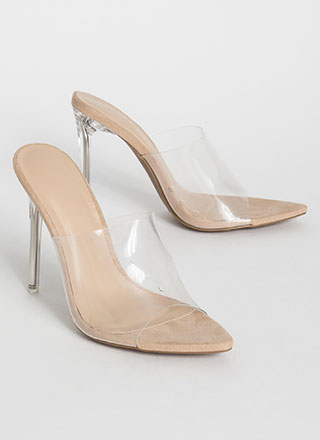 Clear A Path Peep-Toe Mule Heels