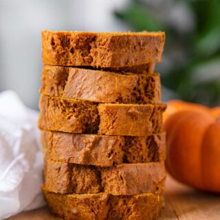 Pumpkin Bread slices in a stack